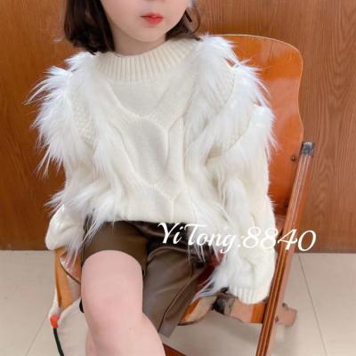 China SE1211 Children's Soft Girls Sweater Viable Girls' Winter Thicken Pullover Knitwear Baby Loose Fur Outer Sweater for sale