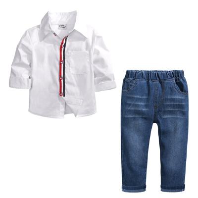 China OEM Service Factory Supply Good Quality Child Casual Spring And Autumn SE0088 2 Piece Long Sleeve Shirt Children White Uniform for sale