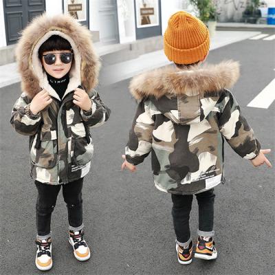 China Wholesale Viable Winter Baby Boy SE1131 Camouflage Fashion Fur Hooded Collar Down Coats for sale