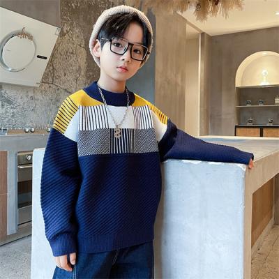 China SE1304 Boys and Girls Cashmere Turtle Neck Sweater Knitwear Viable Casual Sweater for Kids Simple Patchwork Sweater for sale