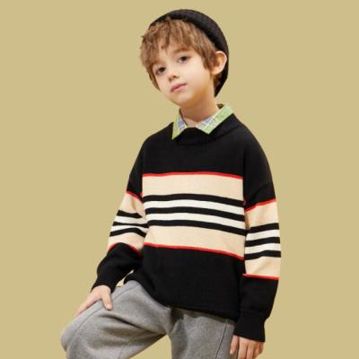 China New SE8405 Sustainable Kids Clothes Baby Boy's Sweaters Boutique Color Stitching Knitted Sweater for sale