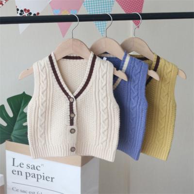 China SE0751 Baby Breathable Sweater Vest For Autumn Winter Sleeveless With Button Knitted Kids Girls Cardigan Sweater Vest for sale