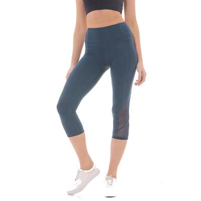 China Anti-Bacterial Custom Logo 3/4 Length Yoga Pants Gym Wear Gym Pants Sports Tights for sale