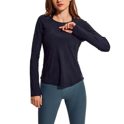 China Long Sleeve Crop Gym Women Sports T-shirt Fitness Woman Antibacterial Top Gym Workout Top Sportswear for sale