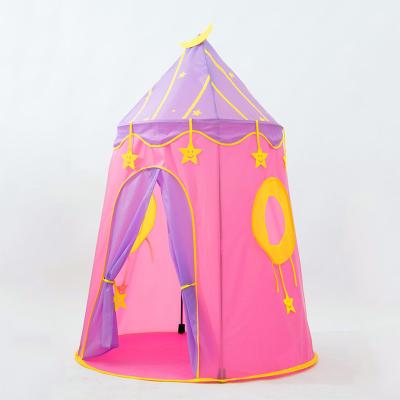 China Folding Indoor Outdoor Play Kids Children Play House Castle Tent Princess Cloth Castle Playhouse Tent Oxford Room Pink for sale