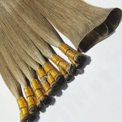 China Healthy Natural Russian Human HAIR TIED HAND TIED EXTENSION Remy Hair Extensions Thick End Color18 Grade Of Luster 100% Virgin for sale