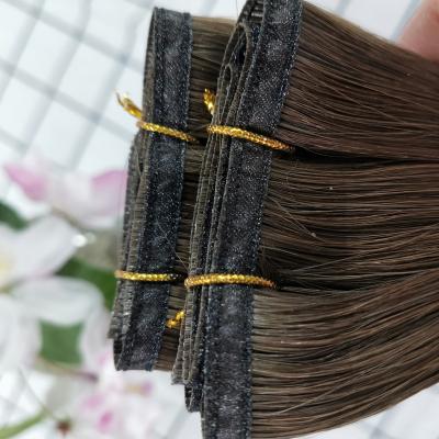 China Color #4 100%Virgin Remy Full Cuticle Human Hair Full Cuticle Weft 100% Perfect Grade Virgin Hair SEAMLESS HAIR WEFT for sale