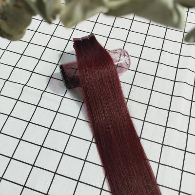 China The most popular color HAIR tape 100% #99J Grade Virgin Hair 100%Virgin Remy Full Cuticle Human Hair In for sale