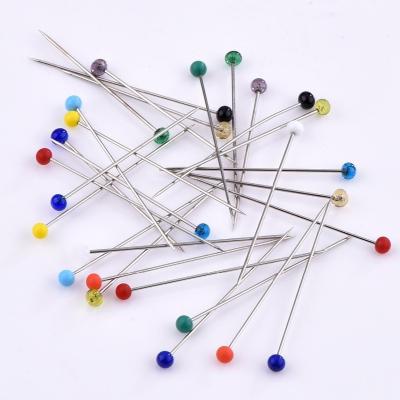 China Metal 2.5*32mm 10000Pcs Packed Glass Master Pins Fixed Around Pins Seamstress Master Sewing Pin For Sewing for sale