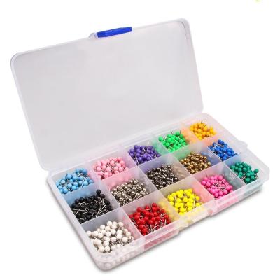 China 1500 Pieces Stainless Steel Colorful Map Pins Push Pins Ball Head With Steel Point, 1/8 Inch for sale