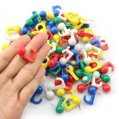 China 50 Piece Push Push Pin Hook Hangers Plastic Thumb Nails For Documents Hooks Push Pin for sale