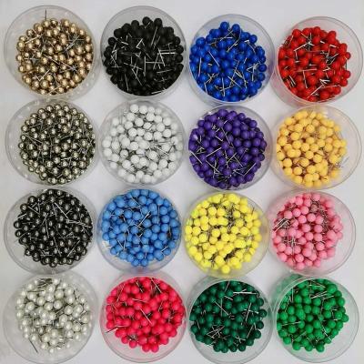 China Office Scholl Office Metal Round Head Map Pins Push Pins Ball Thumbtack Metal Color Drawing Paper Thumbtacks Customs Office Decorative Pins for sale