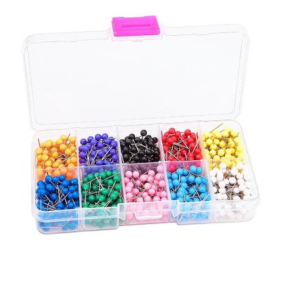 China 1000 Piece Color Map Pins School Home Office Push Pins Ball Head 1/8 Inch Pin Map Plastic Head Pins for sale