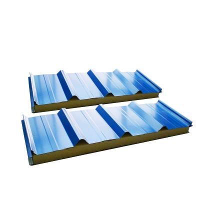 China China Modern Professional Supply Fireproof Corrugated Insulation Rock Wool Sandwich Panel for sale