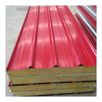 China Modern Fireproof Insulated Steel Roofing Panels / Rock Wool Sandwich Acoustic Wall Panel For Clean Room for sale