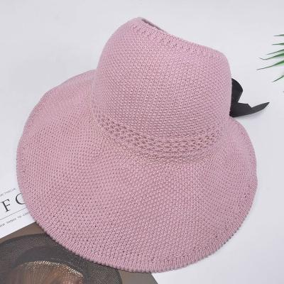 China High Quality Knitted Hollow Roof Sunscreen For Women In Summer Straw Hat Folding Hat for sale