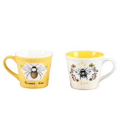 China Wholesale OEM ODM Disposable Glazed Porcelain Coffee Cup Honey Bee Ceramic Mugs Coffee Mug Mugs Printed for sale