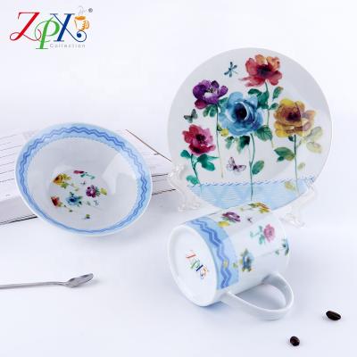 China Japan style japan style porcelain dinner plate set kitchen plate ceramic tableware food bowls rice salad noodles bowl cup cutlery set white japan style for sale