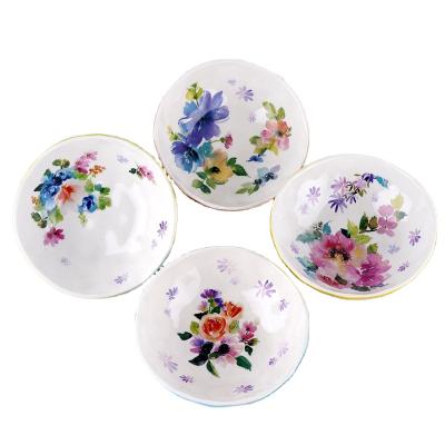 China Viable Viable Our Own Manufacturer Flower Design Bowl with Embossed Glazed Color Outside Gloss Ceramic Cooking Bowl for sale