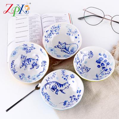 China Viable Viable Ceramic Color Porcelain Embossed Bowl Bowls Glaze Porcelain Rice Bowl for sale