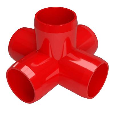 China Furniture Etc Cross Fitting PVC Connector 5-Way For Construction Heavy Duty PVC Furniture , 5 Way 1 Inch PVC Pipe Joint , PVC for sale