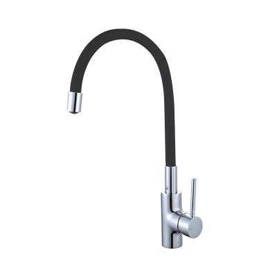 China Modern Flexible Neck Any Direction Rotating Stainless Steel Faucet Mixer Black Kitchen Faucet for sale