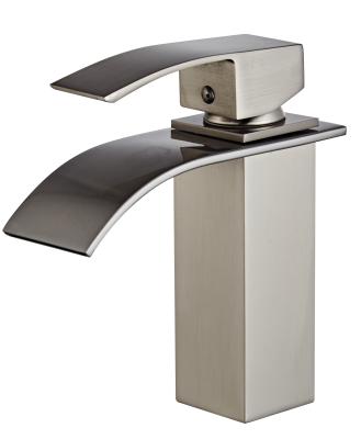 China Modern Basin Faucet Brush Nickel Single Lever Waterfall Basin Mixer Tap for sale