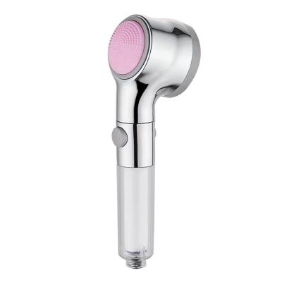 China Without needing skin care duchas ABS hand shower filter shower head with silicon cleaning brush head for sale