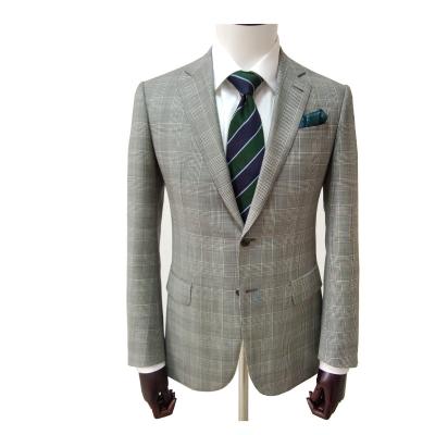 China Anti-wrinkle half canvas bespoke checks 100% italian wool fabrics suit for men for sale