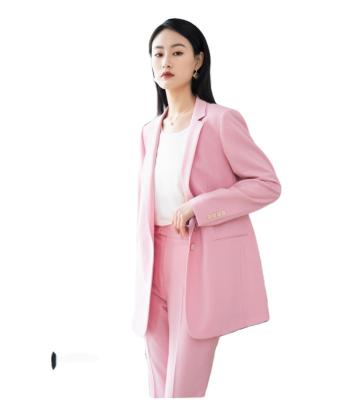 China Anti-wrinkle Ladies Loose Fit Jacket With Slim Fit Pants Daily Wear Office Suit for sale