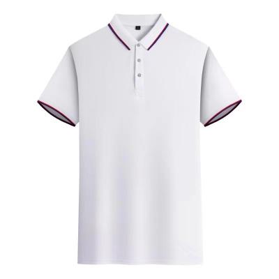 China Anti-pilling Mens Slim Fits Cotton Turn Down Collar Polo Shirt With Stripe Design Ribs for sale