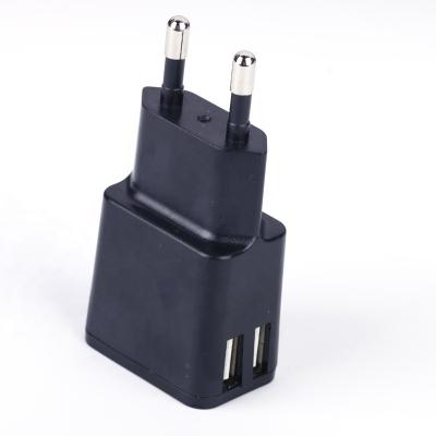 China Universal Mobile Phone 5V 2.4A USB Dual Port Wall Charger with EU Plug for Mobile Phone Charging for sale