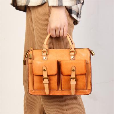 China Top Layer Cowhide Messenger Bag Casual Shoulder Bag Vegetable Tanned GENUINE LEATHER Briefcase For Women for sale