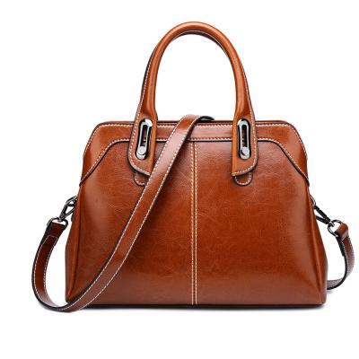 China Fashion women 2021 new stitching leather women shoulder bag European and American cowhide style bag fashion handbag for sale