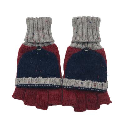 China Striped autumn and winter men and women new fashion knit warm half finger gloves factory discount wholesale price outdoor ladies gloves for sale