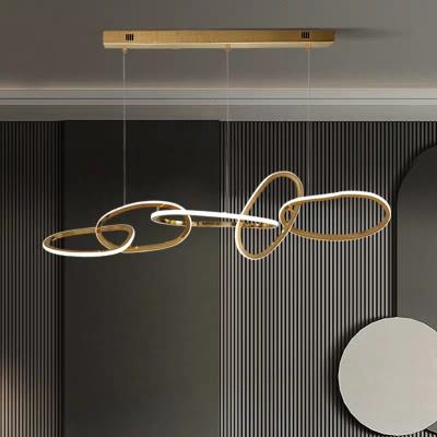 China Modern Modern Led Gold Circle Ring Light Chrome Dining Kitchen Luxury Minimalist Pendant Lighting for sale