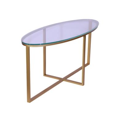 China Oval Coffee Table Ottone Side Table Convertible Minimalist And Glod Metal Led Light Glass Coffee Table for sale