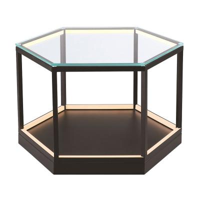 China Modern Minimalist Tempered Glass 9W Material With Control Switch Funiture Small Furniture Coffee Table With Led Light for sale