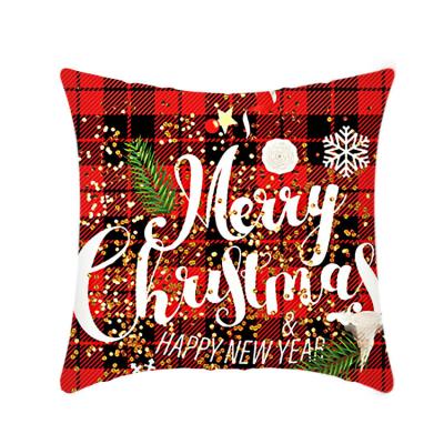 China Sustainable Merry Christmas Tile Case Covers Decorative Pillow Cases Polyester Red Cushion Cover for sale