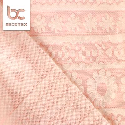 China 2021 Pretty Mesh Chinese Rose Flower Elastic Fashion Cotton Viable Jacquard Knitted Fabric for sale