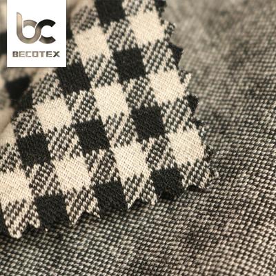 China 2021 Viable Hot Selling Suit Fabric Grid Yarn Dyed Polyester Rayon Spandex Jacquard Knitted Fabric for sale