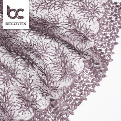 China Nigerian Water Soluble Best Selling Purple African French Embroidery Lace Fabrics 2021 For Garment for sale