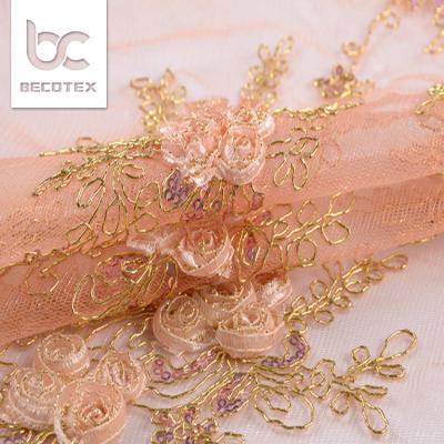 China 2021 viable Ribbon rope embroidery fabric band fancy embroidery for wedding for sale