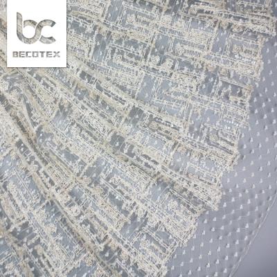 China Viable factory direct high quality poly mesh fabric with sequin rope embroidery for daily dress for sale