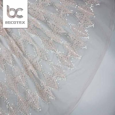 China Viable Wholesale Pale Roses Fabric Tulle Lace Embroidery Bridal Mesh For Dress for sale