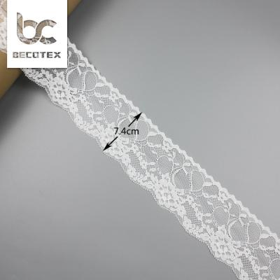 China Cheap Wholesale Eyelet Nylon Chantilly Lace Trim 7.4cm Stock Viable for sale