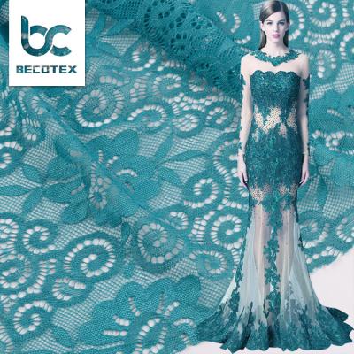 China 2021 Factory Wholesale Green Embroidery Net Lace Materials Fabric Viable New for sale