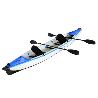 China Fishing PVC Drop Person Fun Leisure Kayak 2 Foldable Kayak New Inflatable Stitch Design For Fishing On The Water Folding Kayak for sale