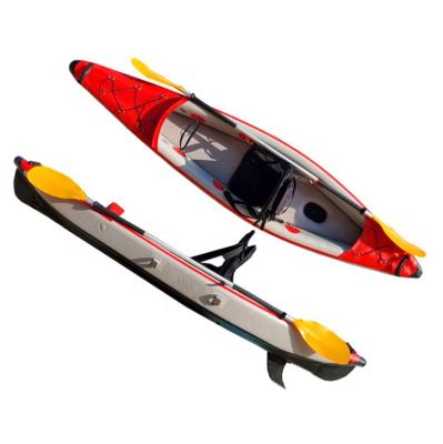 China Fun Leisure Foldable Kayak 1 Person Fishing Canoe Single Seat Angler Kayak Drop Stitch Inflatable Kayak for sale