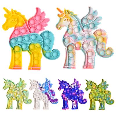 China Fashion REWIN Bulk Rainbow Relive Bubble 3D Unicorn Sensory Fidget Popper Strain Rubber Toy for Kids for sale